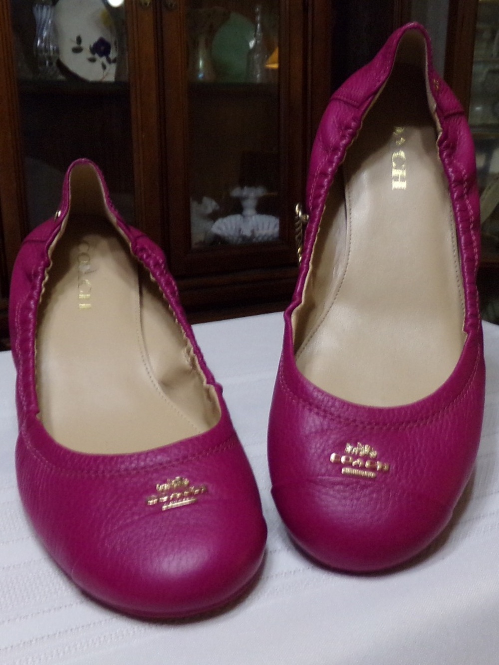 Coach Aubree Raspberry Designer Leather Ballet SlipOn Flats Size US-9.5B,UK-39.5